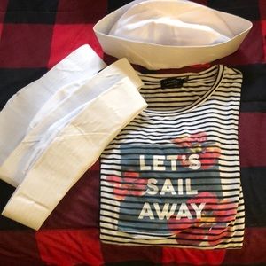 Poolhouse Sail Away shirt L pool party with 4 sailor hats brand new